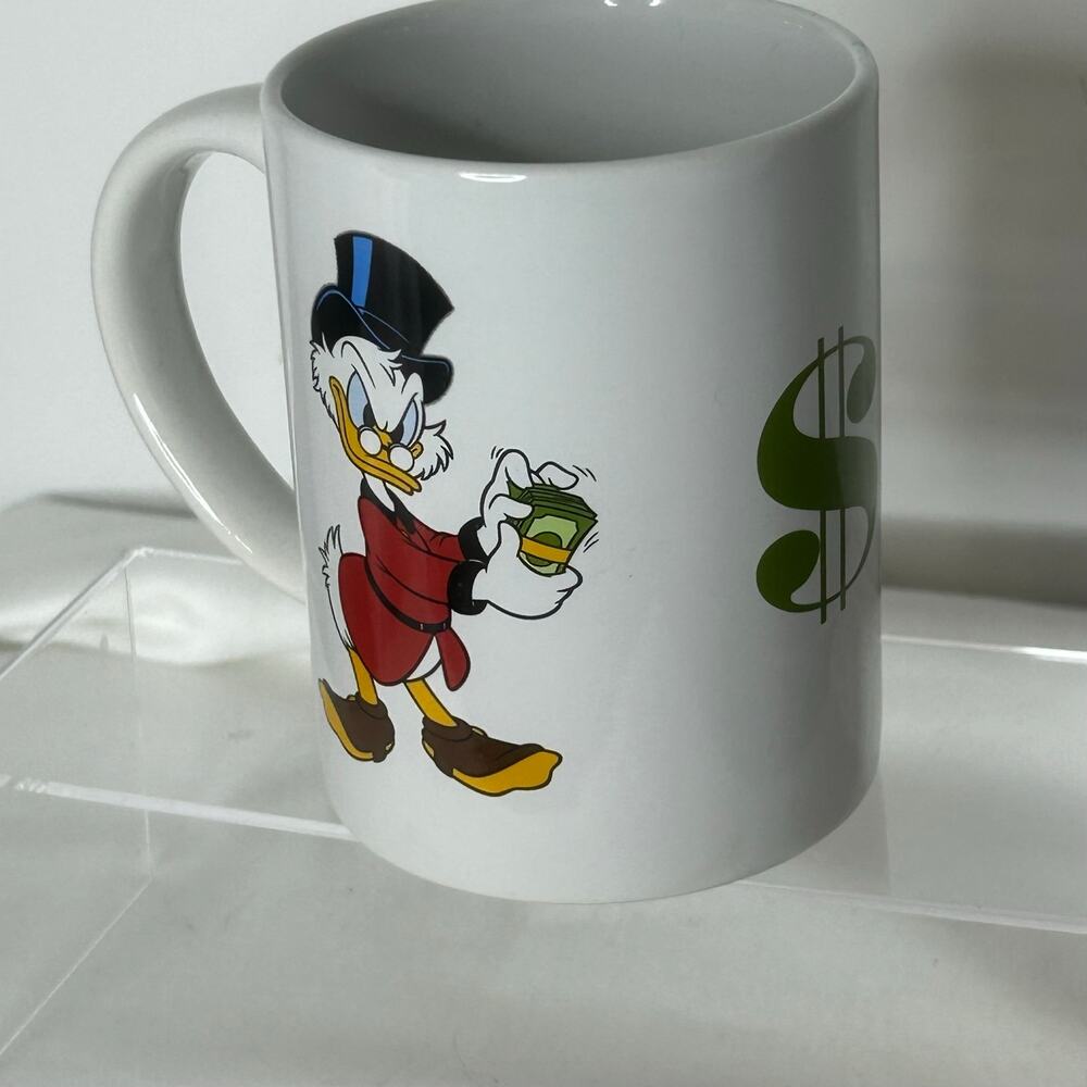 Disney Scrooge McDuck Money Mug Jerry Leigh White Ceramic Coffee Cup